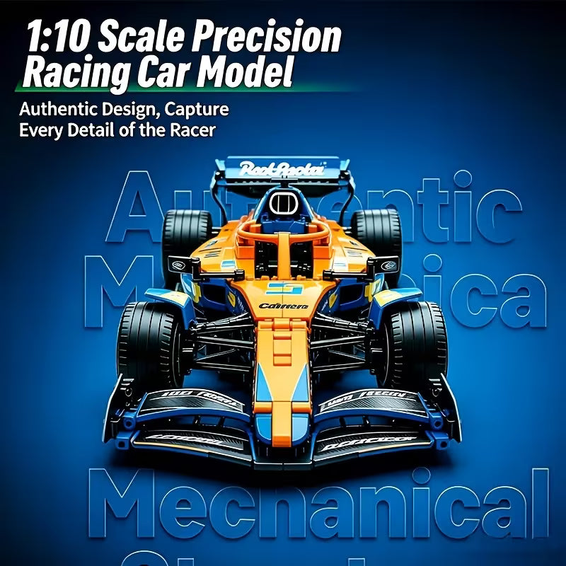 1000+PCS Orange Blue Lightning Race Car Building Blocks Assembly Toy for Car Lovers, Halloween, Christmas, Thanksgiving