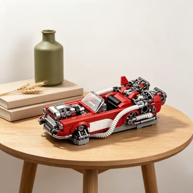 1010PCS Retro Mechanical Convertible Car Blocks Halloween Holiday Gift Steampunk Vehicle Brick Sculpture, Birthday Souvenir for Collection