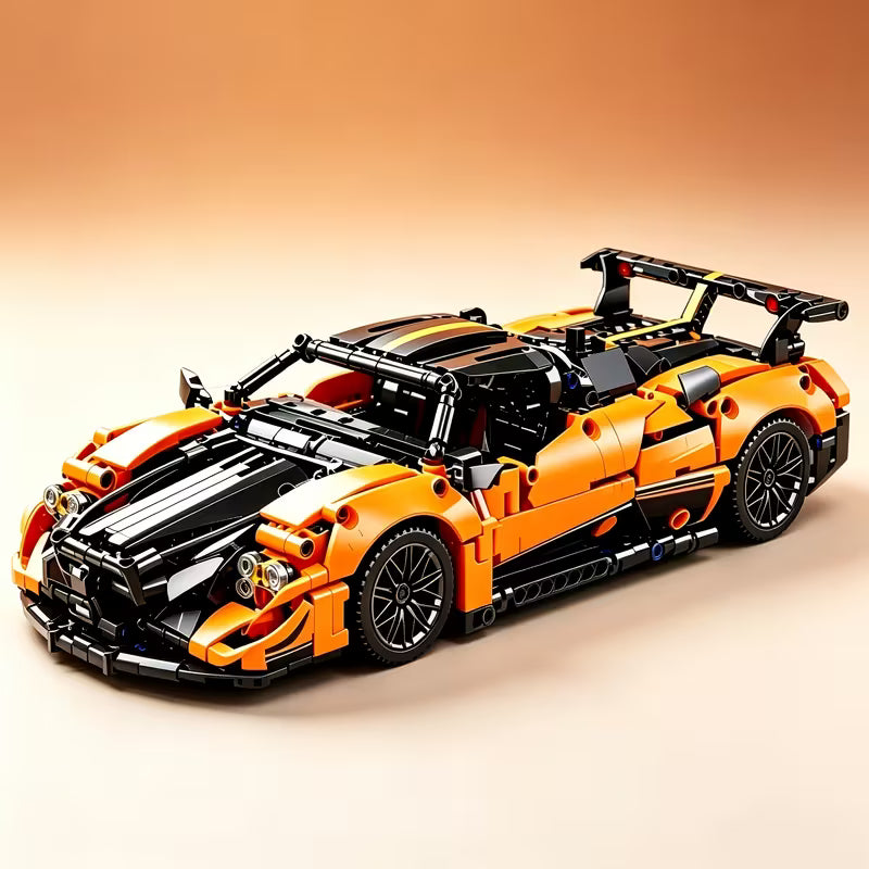 1 Model Building Compatible for STEM Toy - Orange & Black Convertible Supercar Set with Layered Detachable Body, Mechanical Building System Suitable for,, Collectors, Gifts