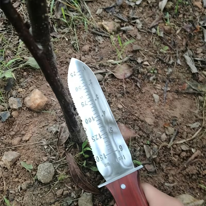 Garden Digging Knife with Leather Sheath, Multipurpose Gardening Tool for Weeding, Pruning & Planting, Hori Hori Knife