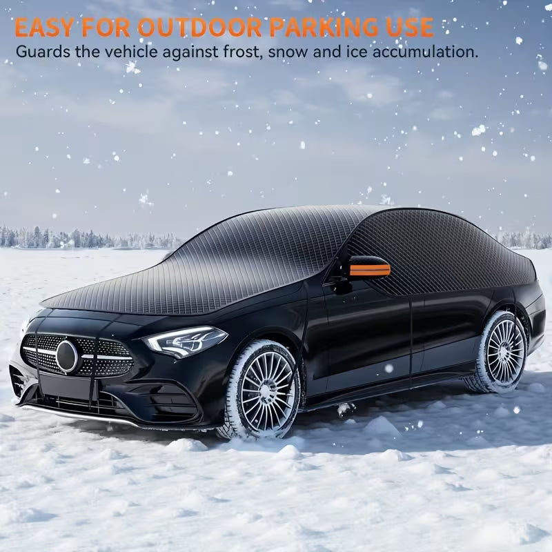 Universal Car Windshield Snow Cover, Secure Straps, Full Coverage Oxford Fabric, All-Weather Protection