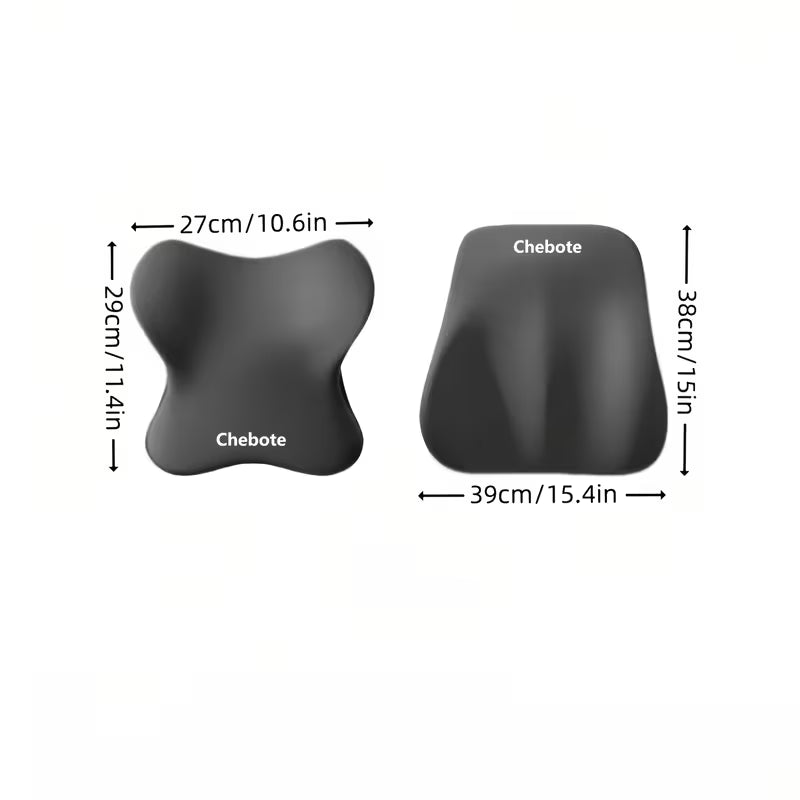 Memory Foam Car Seat Cushion Set: Lumbar Support Pillow & Neck Pillow, Breathable Ergonomic Comfort for Long Drive