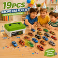 19Pcs Toy Car Party Favor Set, Multi-Item Car Toys with Storage Box