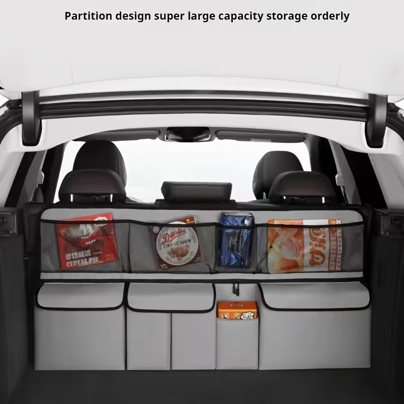 Car Trunk Organizer Bag Large Capacity Hanging Auto Storage Bag SUV Rear Seat Back Mesh Pocket