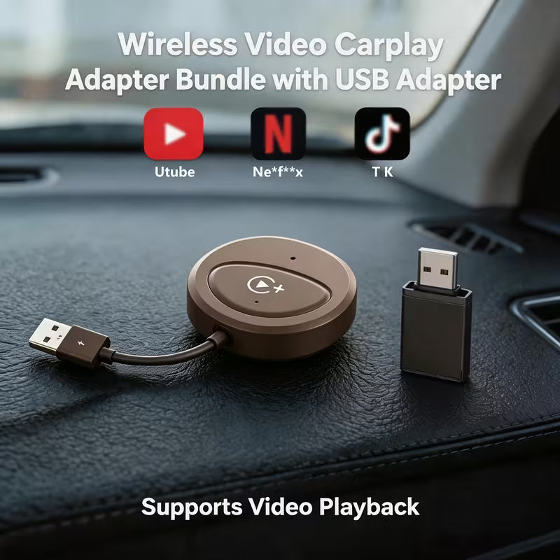 Wireless CarPlay Adapter, 2026 Upgraded Wireless CarPlay Video Adapter, Music, Video & Navigation