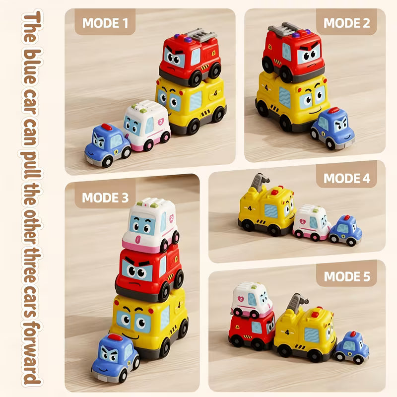 4pcs Magnetic Stacking Toy Car Set