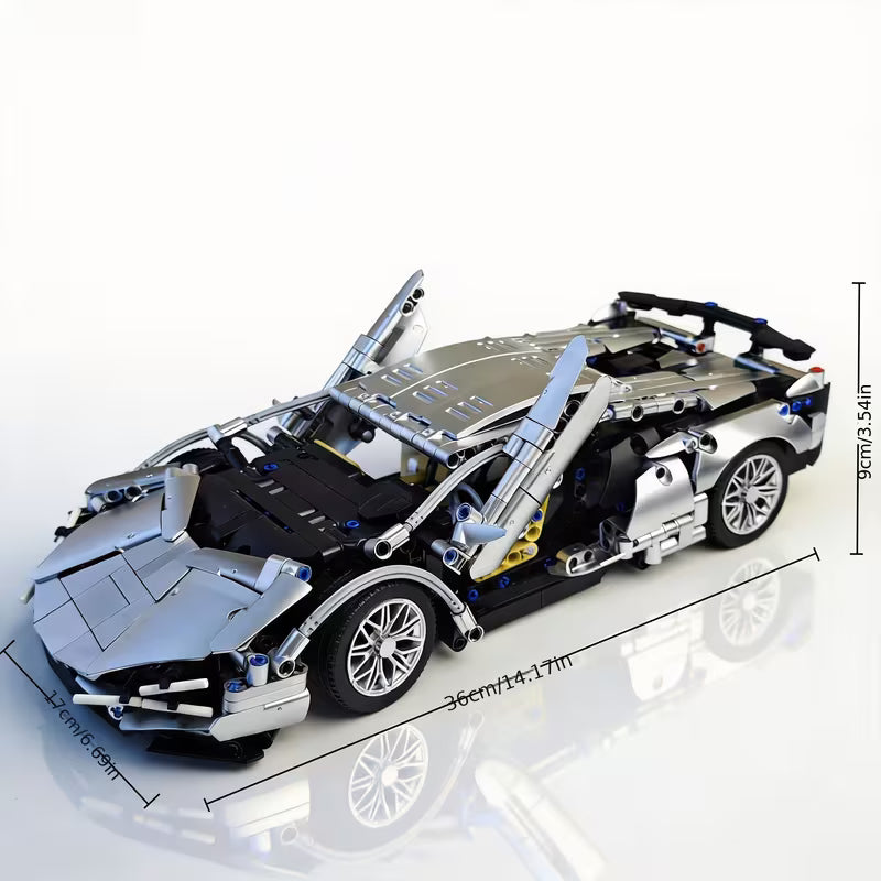 925PCS Classic Retro Silver Sports Car Building Blocks