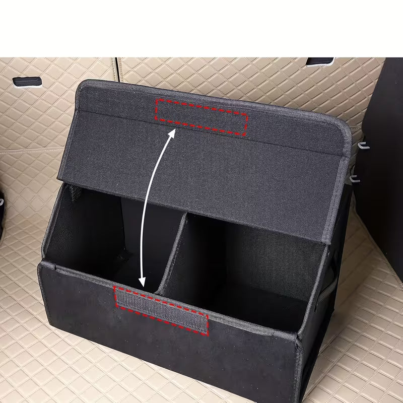 2pcs Car Trunk Organizer Set, Faux Leather Storage Bins, Extra Large Size, Lid Included