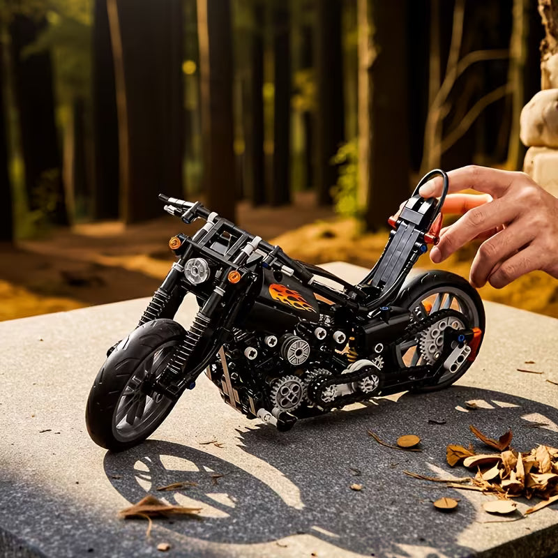 451+PCS Flame Vintage Motorcycle Building Blocks