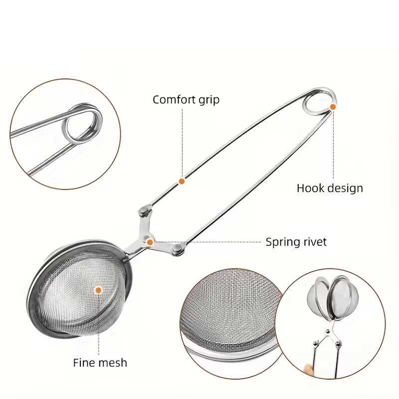 Stainless Steel Spherical Mesh Tea Strainer, Reusable Filter for Coffee, Herbs, Spices, Powdered Sugar & Flour Sifter
