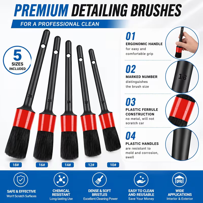 46pcs Car Cleaning & Washing Kit, Internal Detail Cleaning Kit with Handheld Vacuum, Foldable Bucket & Windshield Tool