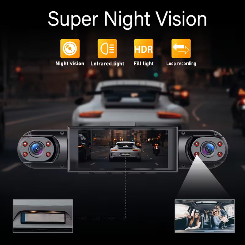 BCUOZ 360° Panoramic 4-Lens 1080P Full HD Dash Cam Set, 1080P Front +r/Left/R 720P Reaight All-Round Coverage,