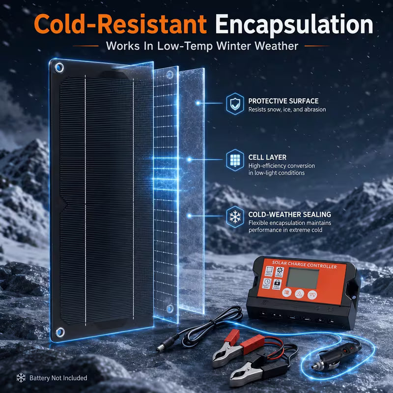 RV Solar Panel Kit with 100A Controller & Cables/Battery Clips, 18V/36V Off-Grid Power System