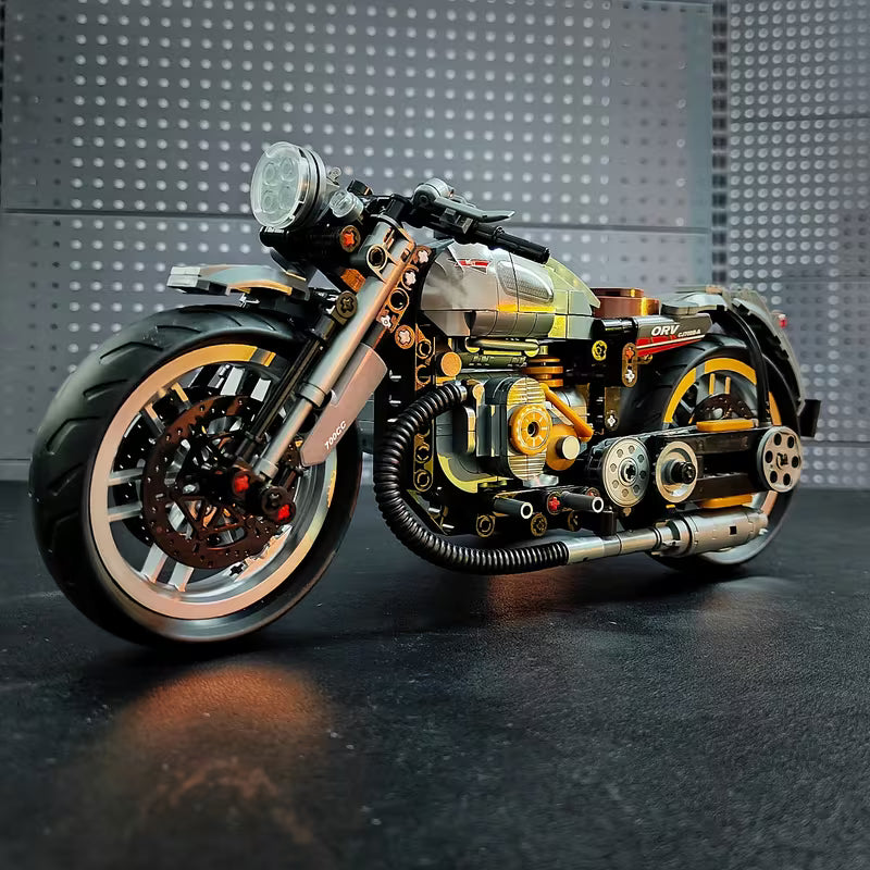 Retro Three-Wheel Motorcycle Building Blocks