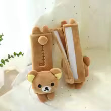 Kawaii Rilakkuma Car Neck Pillow Seat Belt Pad Soft Brown White Bear Car