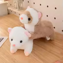 Plush Anglo Mink Lying Doll Toy - Small Ferret Brown White Plush