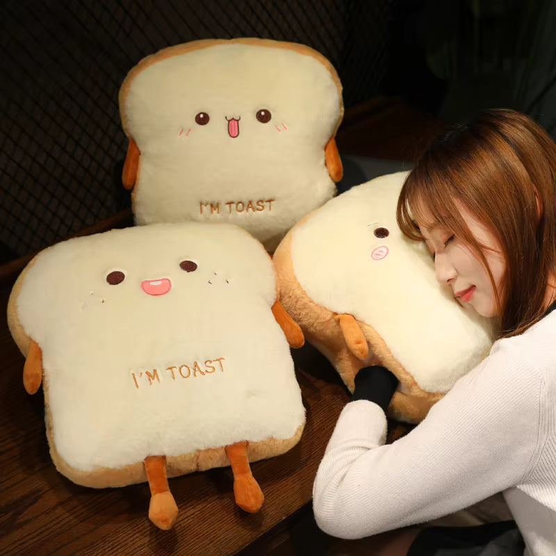 35cm Plush Bread Pillow Soft Toast Simulation Food Doll Warm Hand