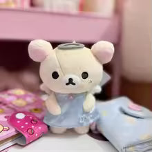 NEW Korilakkuma Angel Blue Dress Plush Keychain White Bear Soft