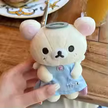 NEW Korilakkuma Angel Blue Dress Plush Keychain White Bear Soft