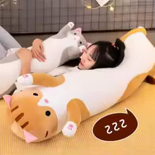 Long Cat-Shaped Plush Pillow - Cute Large Cat Stuffed Animal & Sofa Pillow