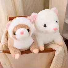 Plush Anglo Mink Lying Doll Toy - Small Ferret Brown White Plush