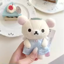 NEW Korilakkuma Angel Blue Dress Plush Keychain White Bear Soft