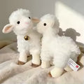 White Lamb Plush Toy Realistic Sheep Wearing A Bell