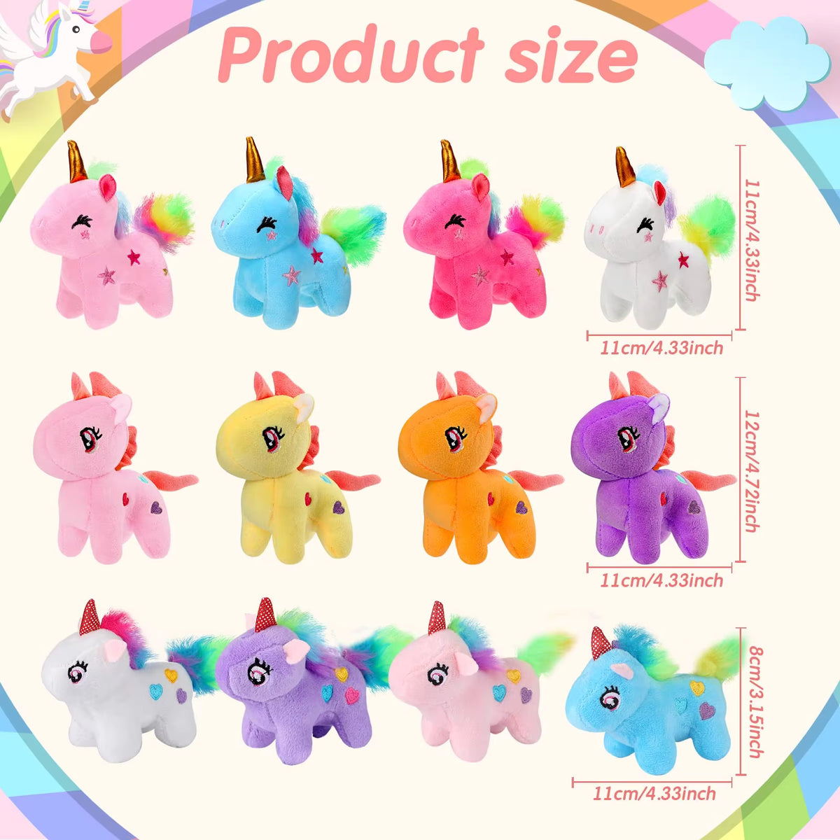 4-24pcs Mini Plush Unicorn Stuffed Animals - Unicorn Party Favors & Plush Keychain