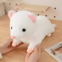 Plush Anglo Mink Lying Doll Toy - Small Ferret Brown White Plush