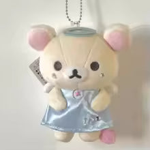 NEW Korilakkuma Angel Blue Dress Plush Keychain White Bear Soft