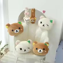 Kawaii Rilakkuma Car Neck Pillow Seat Belt Pad Soft Brown White Bear Car