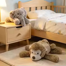 35/52CM Lying Elephant Monkey Plush Toy - Soft Stuffed Cartoon Animal Doll