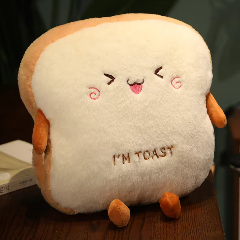 35cm Plush Bread Pillow Soft Toast Simulation Food Doll Warm Hand