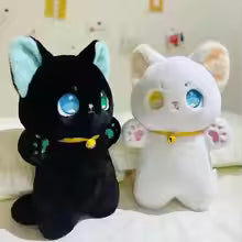 25cm Black and White Cat Plush Toy Grab Stuffed An