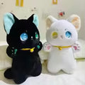 25cm Black and White Cat Plush Toy Grab Stuffed An