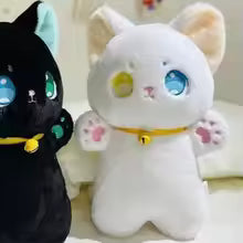 25cm Black and White Cat Plush Toy Grab Stuffed An