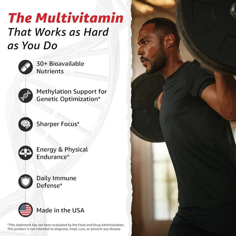 10X Health Optimize Methylated Multivitamin for Men – 34-in-1 Formula with B12, 5-MTHF & NAC | 90 Capsules