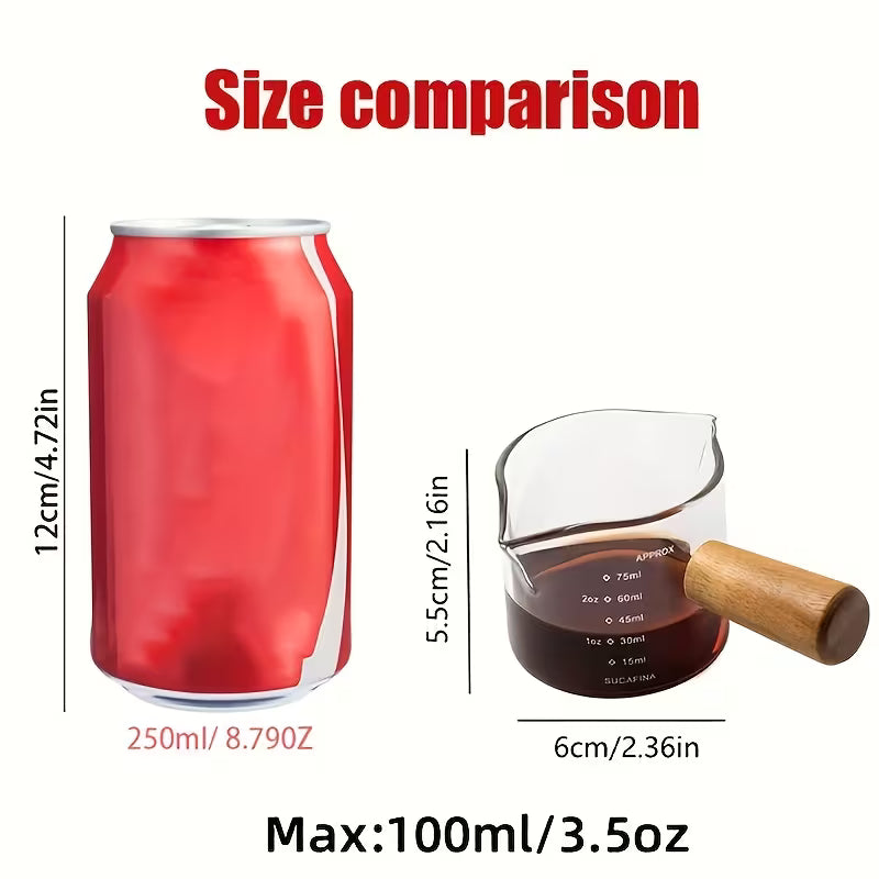 SHAON Double-Mouthed Woodballs Coffee Cup, 100ml/3.5oz Double-Graduated Measuring Cup, Pointed Coffee Cup, Milk Foam Pot