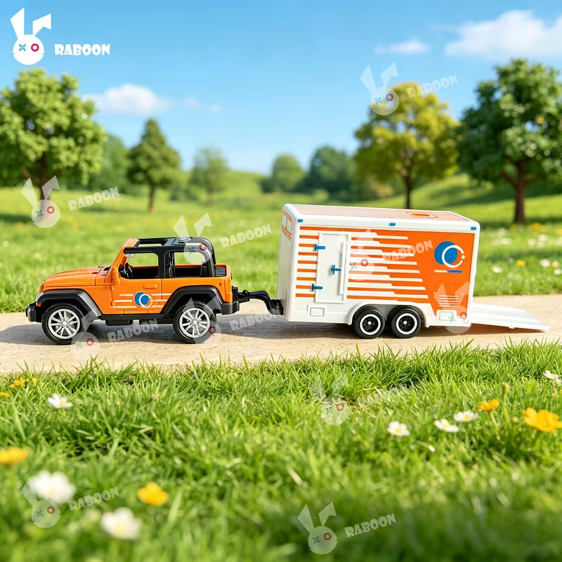Diecast Alloy Off-Road Toy Car with Detachable Trailer