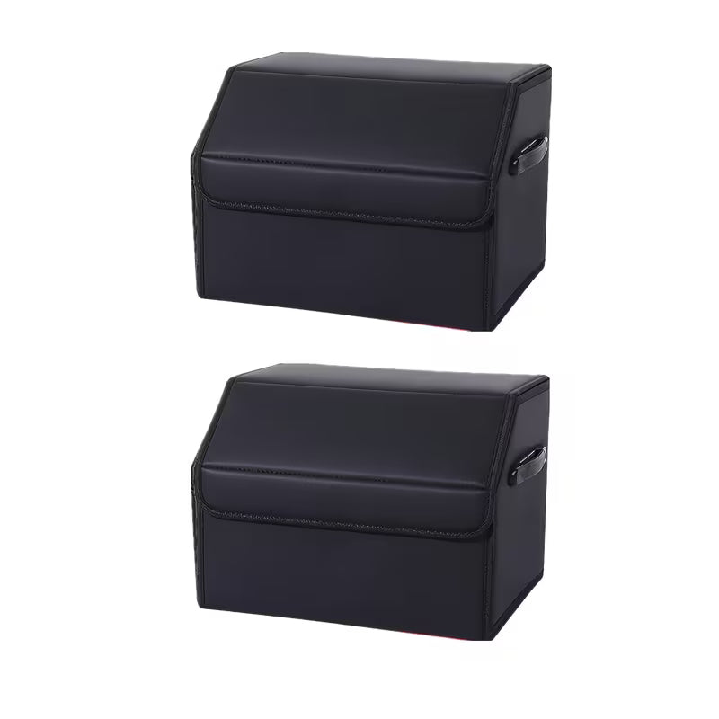 2pcs Car Trunk Organizer Set, Faux Leather Storage Bins, Extra Large Size, Lid Included