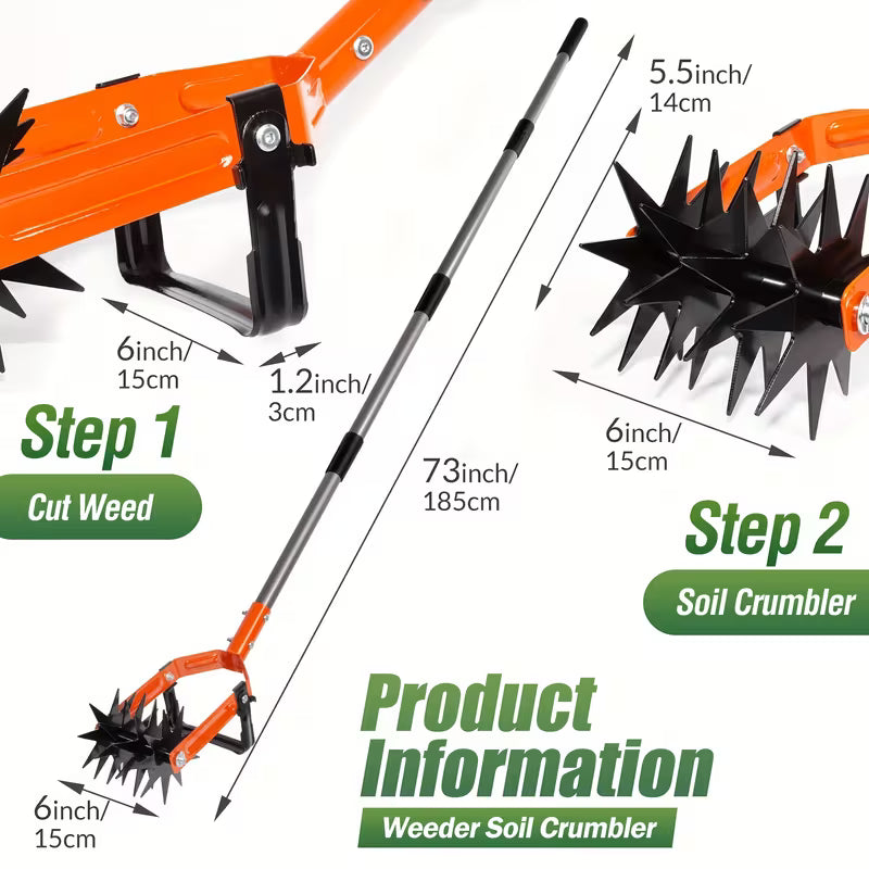 1pc Cultivator Tool, Adjustable Garden Hand Tiller with Stainless Steel Pole, 2-in-1 Garden Weeder & Soil Cultivator