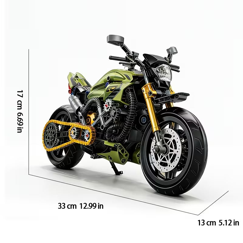 1:8 Large Scale Iron Knight Motorcycle Building Blocks