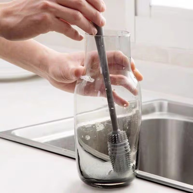 1pc FlexiClean Long Handle Bottle Brush, Deep Cleaning Scrubber for Cups & Containers, Flexible Bristles, Multipurpose Kitchen Tool