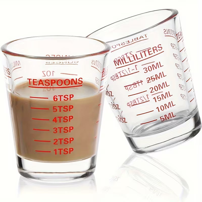 Heavy-Duty Glass Measuring Cup, 1oz/30ml, Microwave Safe, Ideal for Espresso & Wine, Kitchen Essential