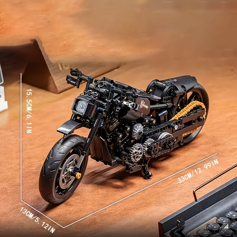 2026 Cool Black Motorcycle Model Building Kit, Durable ABS Plastic Material, Home/Office/Desktop Decoration, 3D Block Toy