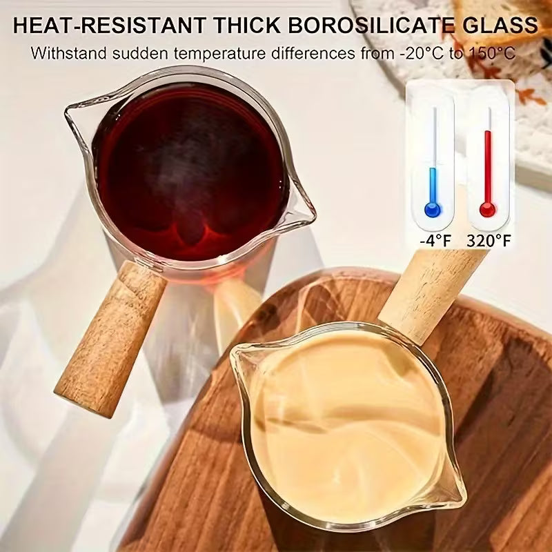 SHAON Double-Mouthed Woodballs Coffee Cup, 100ml/3.5oz Double-Graduated Measuring Cup, Pointed Coffee Cup, Milk Foam Pot