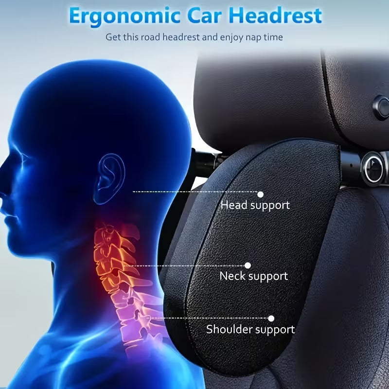 45D Memory Foam U-Shaped Car Headrest Neck Pillow 360° Adjustable