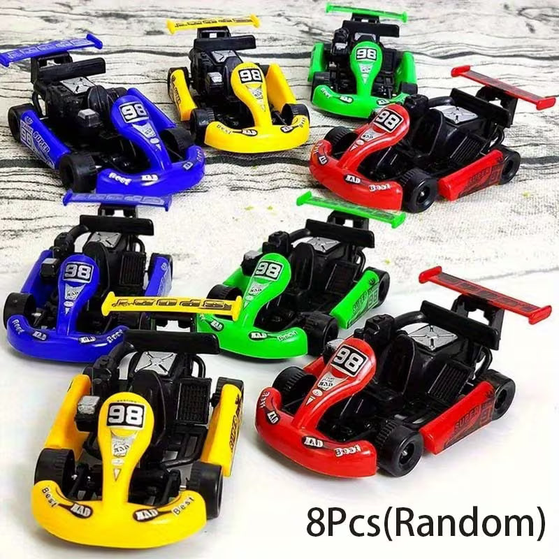 8pcs Mini Pull-Back Racing Cars, Colorful Cartoon Toy Cars