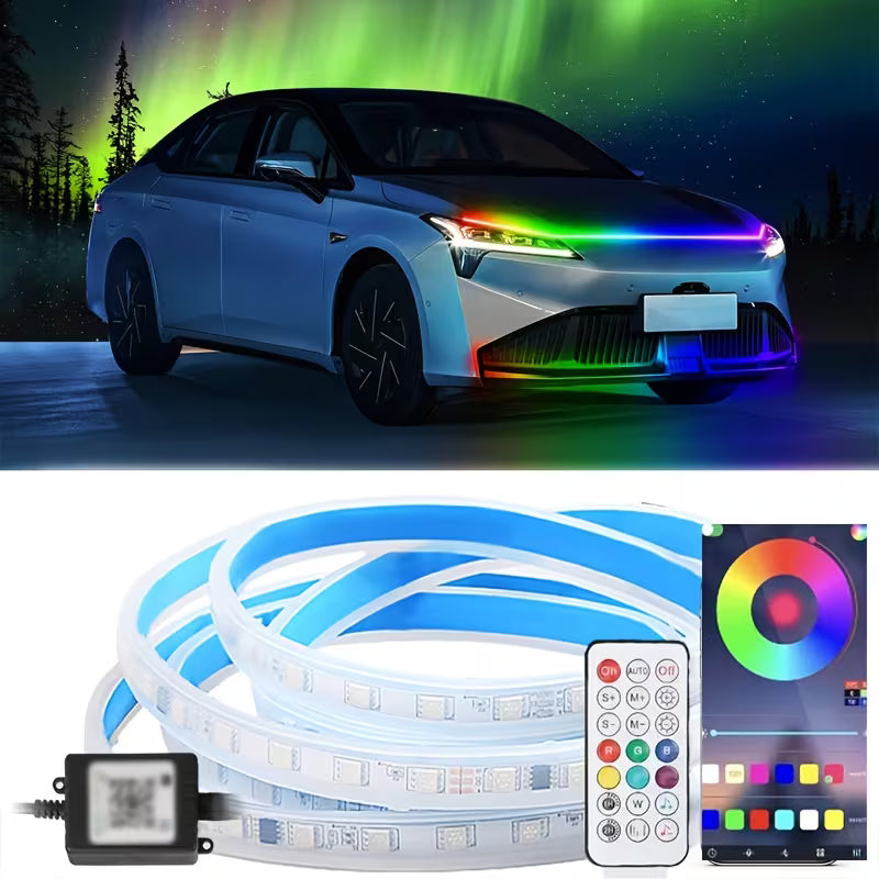 Car Front Cover Light, Car Decorative Light, Car Neon Light Engine Hood Light Strip