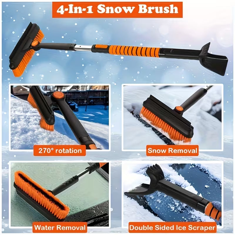 5-In-1 Aluminum Snow Shovel, Automotive Snow Shovel, Aluminum Alloy Retractable Snow Shovel & Ice Scraper